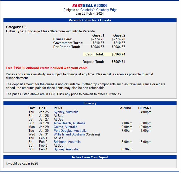 Austrailia Itinerary!