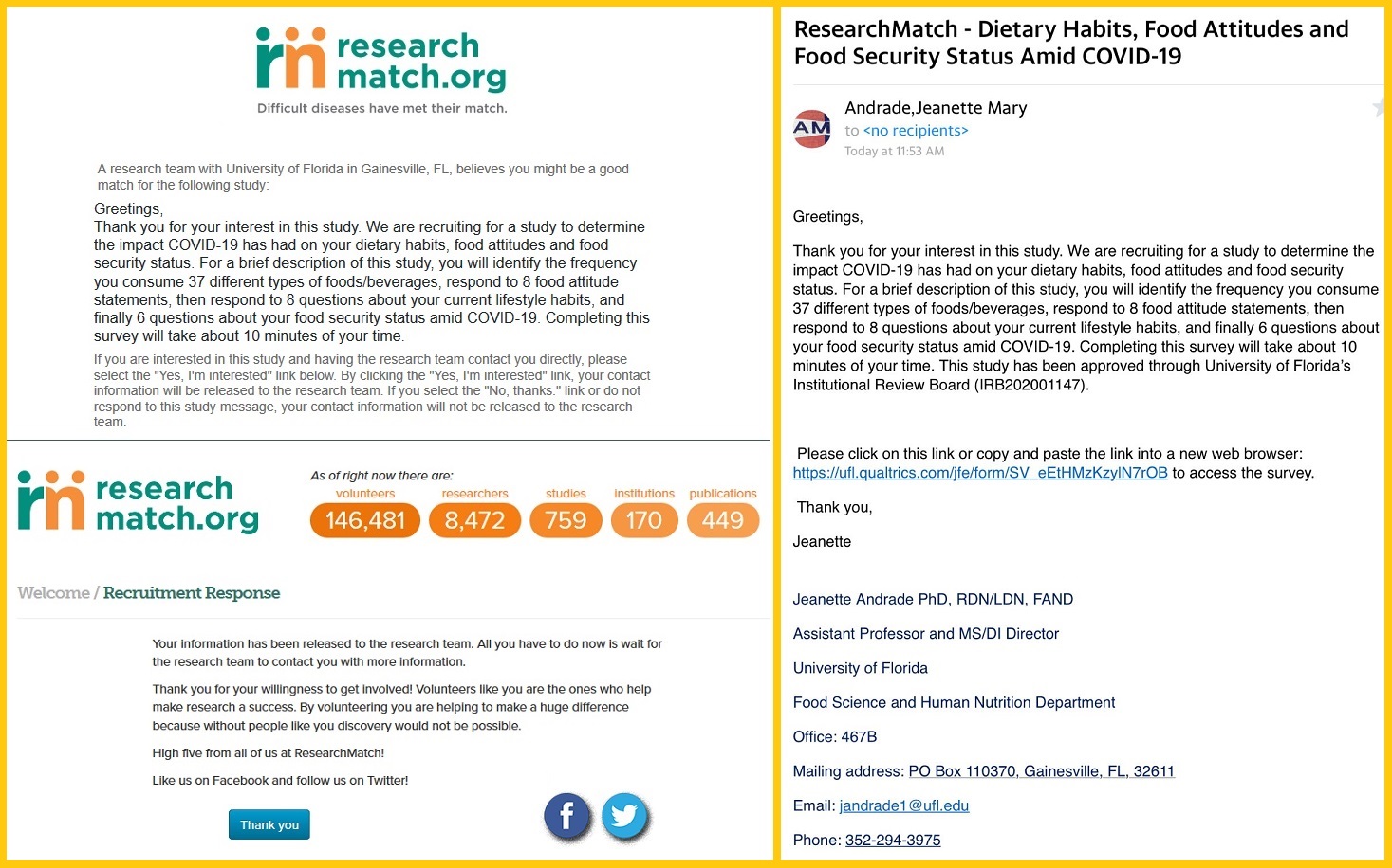   University of Forida Dietary Study