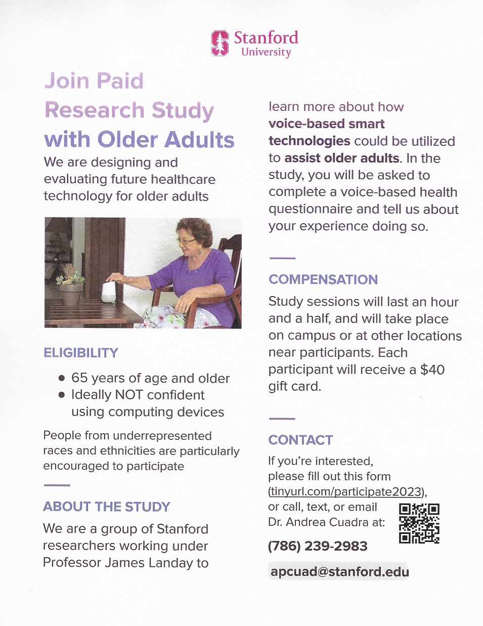 Voice-Based Smart Tech for Seniors Study 