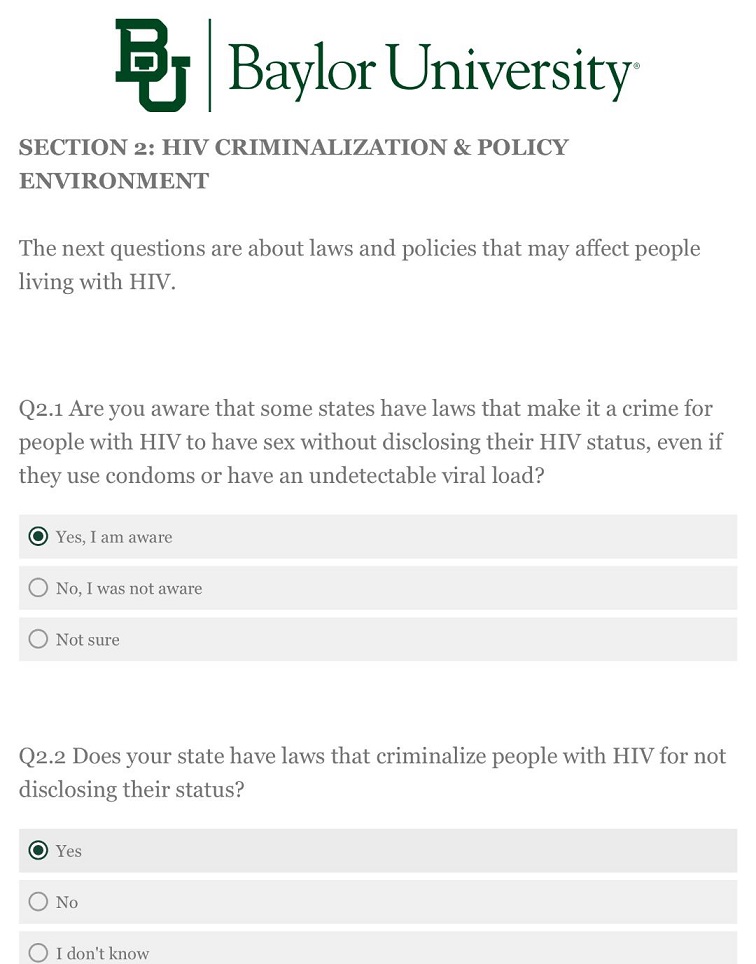 Baylor University HIV Study