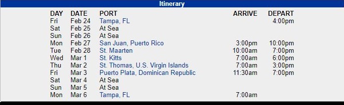 Itinerary!