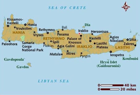 Map of Crete Map of Crete