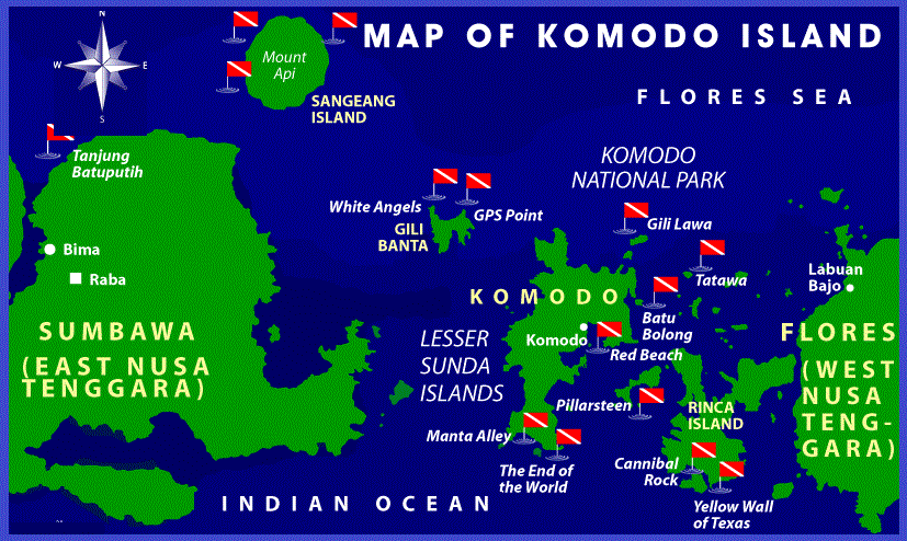 komodo dragon habitat map