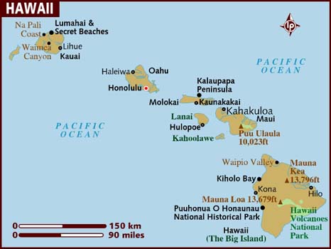 Map of Hawaiian Islands